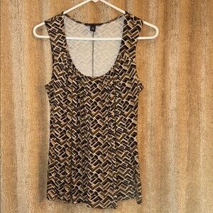 Banana Republic Beige and Black Patterned Sleeveless Top